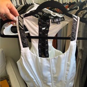 I.AM.GIA White Lace-Up Top